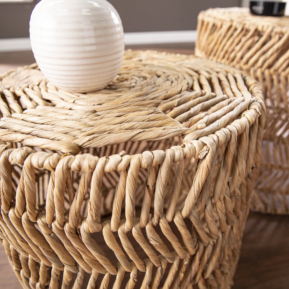 Davari Water Hyacinth Nesting Tables – 2pc Set. Picture 4
