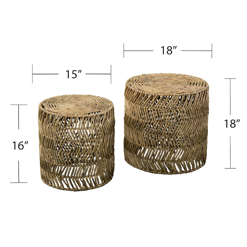 Davari Water Hyacinth Nesting Tables – 2pc Set. Picture 5