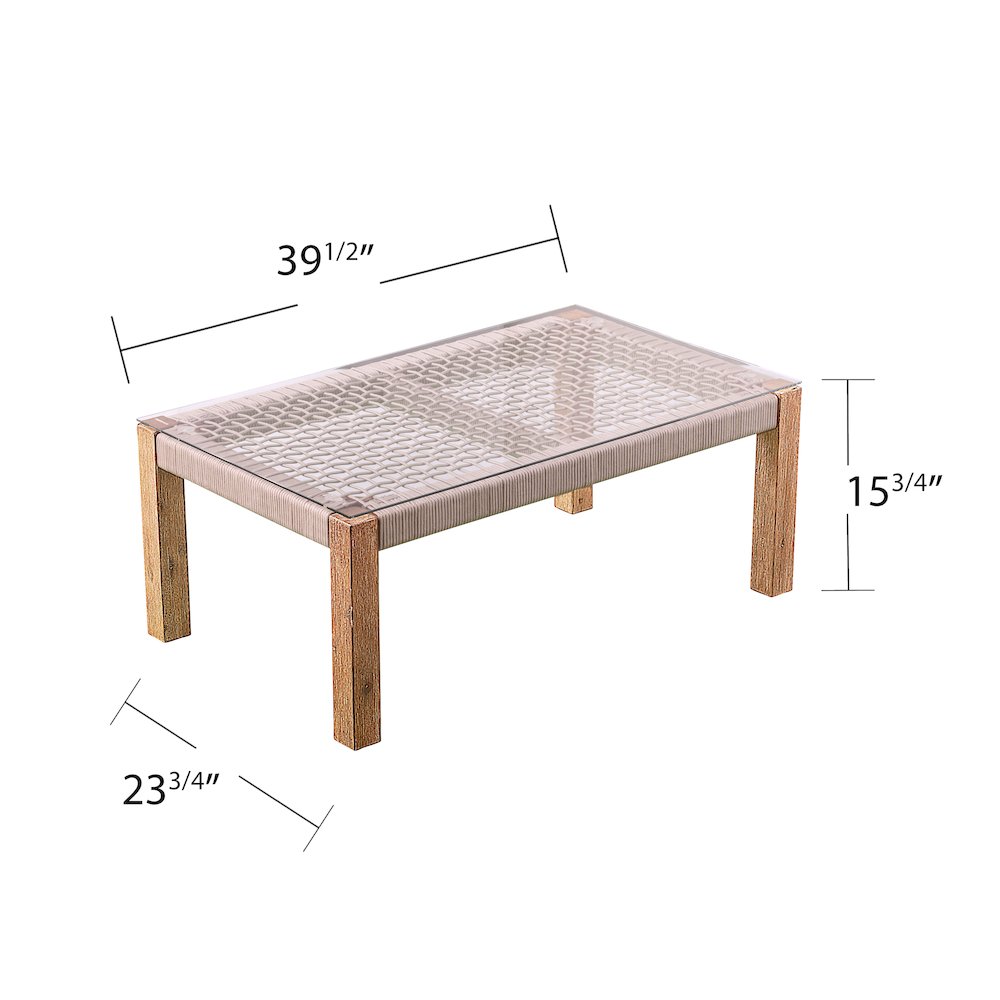 Brendina Outdoor Glass-Top Cocktail Table. Picture 6
