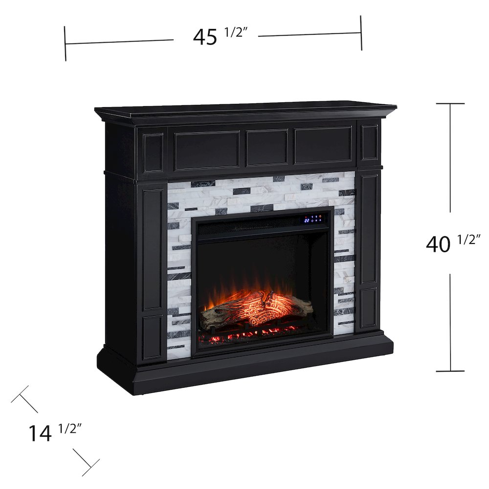 Drovling Marble Touch Screen Electric Fireplace in Black Color. Picture 6