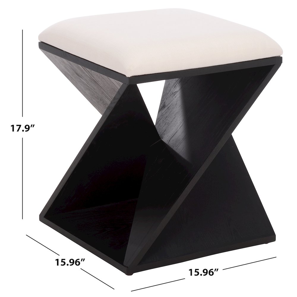 Lucy Wooden Stool With Cushion/Black. Picture 2