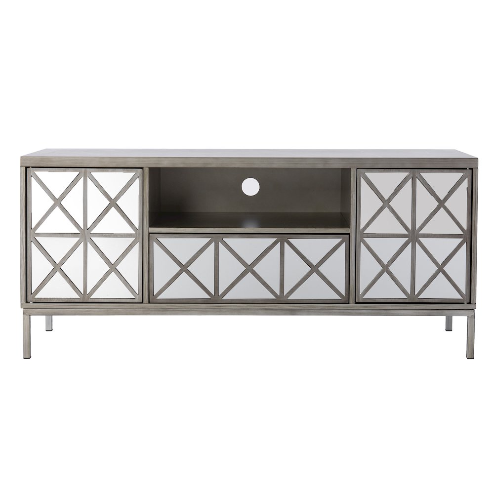 Downley Storage TV/Media Stand in Silver Color. Picture 2