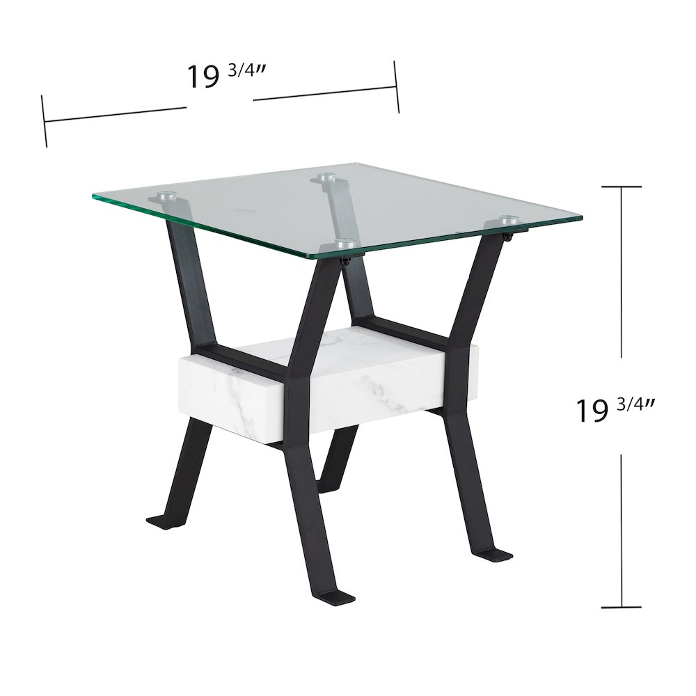 Darvette Glass-Top End Table in Black Color. Picture 6