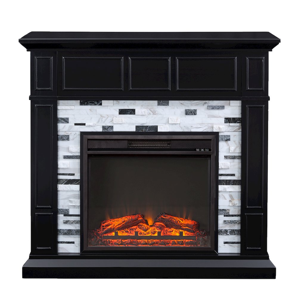 Drovling Marble Base Electric Fireplace in Black Color. Picture 2