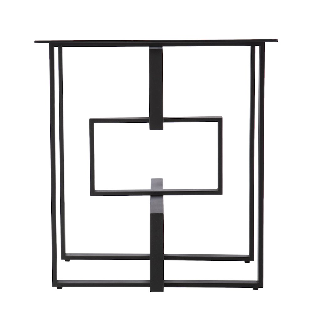 Clanlin Glass-Top Accent Table in Black Color. Picture 2