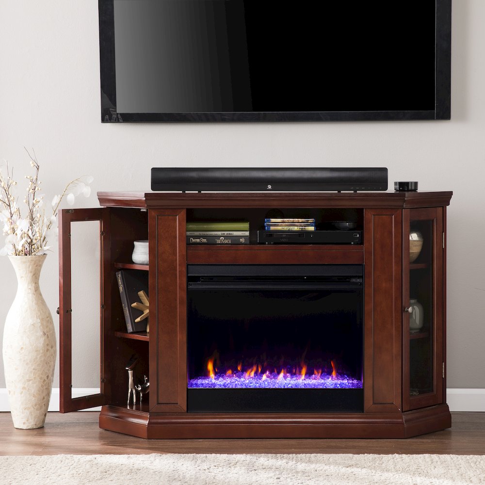 Claremont Color Changing Convertible Fireplace in Brown Color. Picture 3
