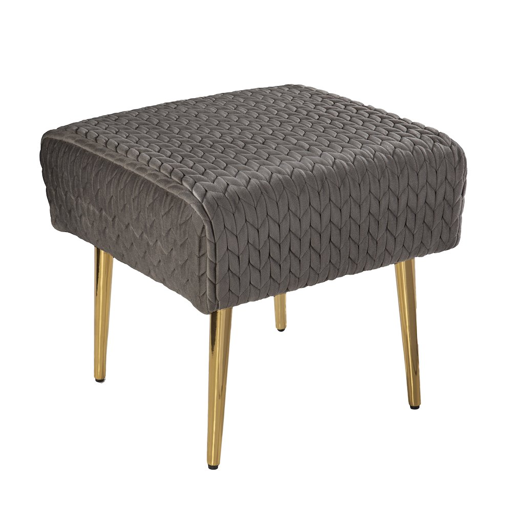 Medlana Woven Upholstered Ottoman in Grey Color. Picture 1