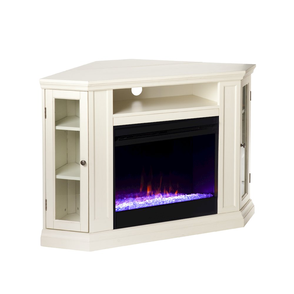 Claremont Color Changing Convertible Fireplace in White Color. Picture 1