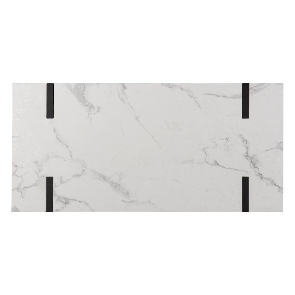Rangley Modern Faux Marble Desk in White Color. Picture 5