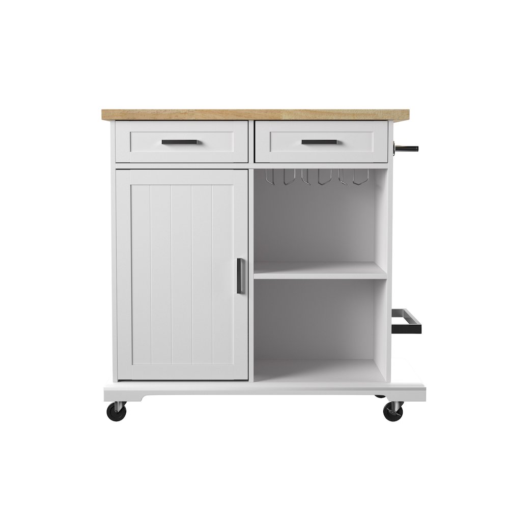 Warkin Rolling Kitchen Island Storage in White Color. Picture 2