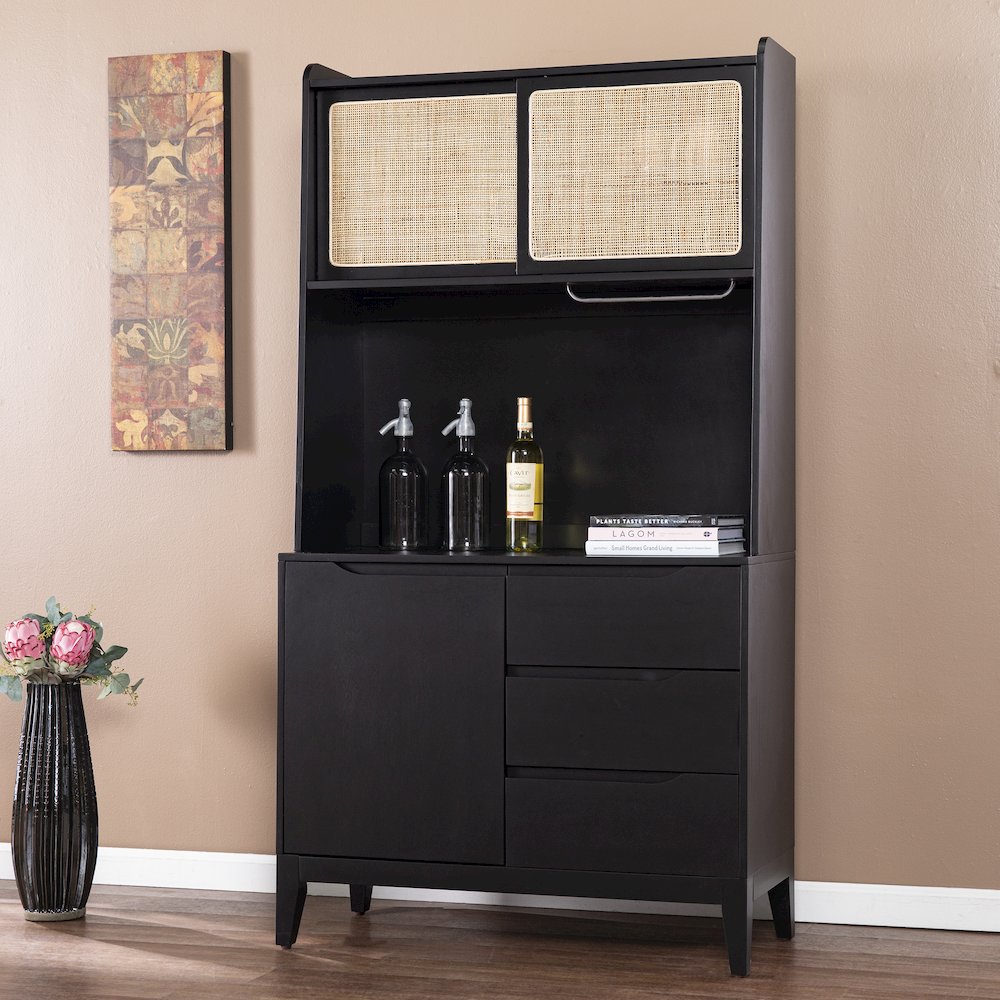 Carondale Tall Buffet Cabinet Storage in Black Color. Picture 3