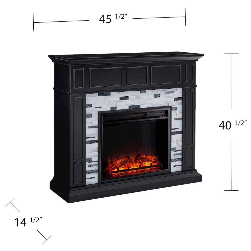 Drovling Marble Base Electric Fireplace in Black Color. Picture 6