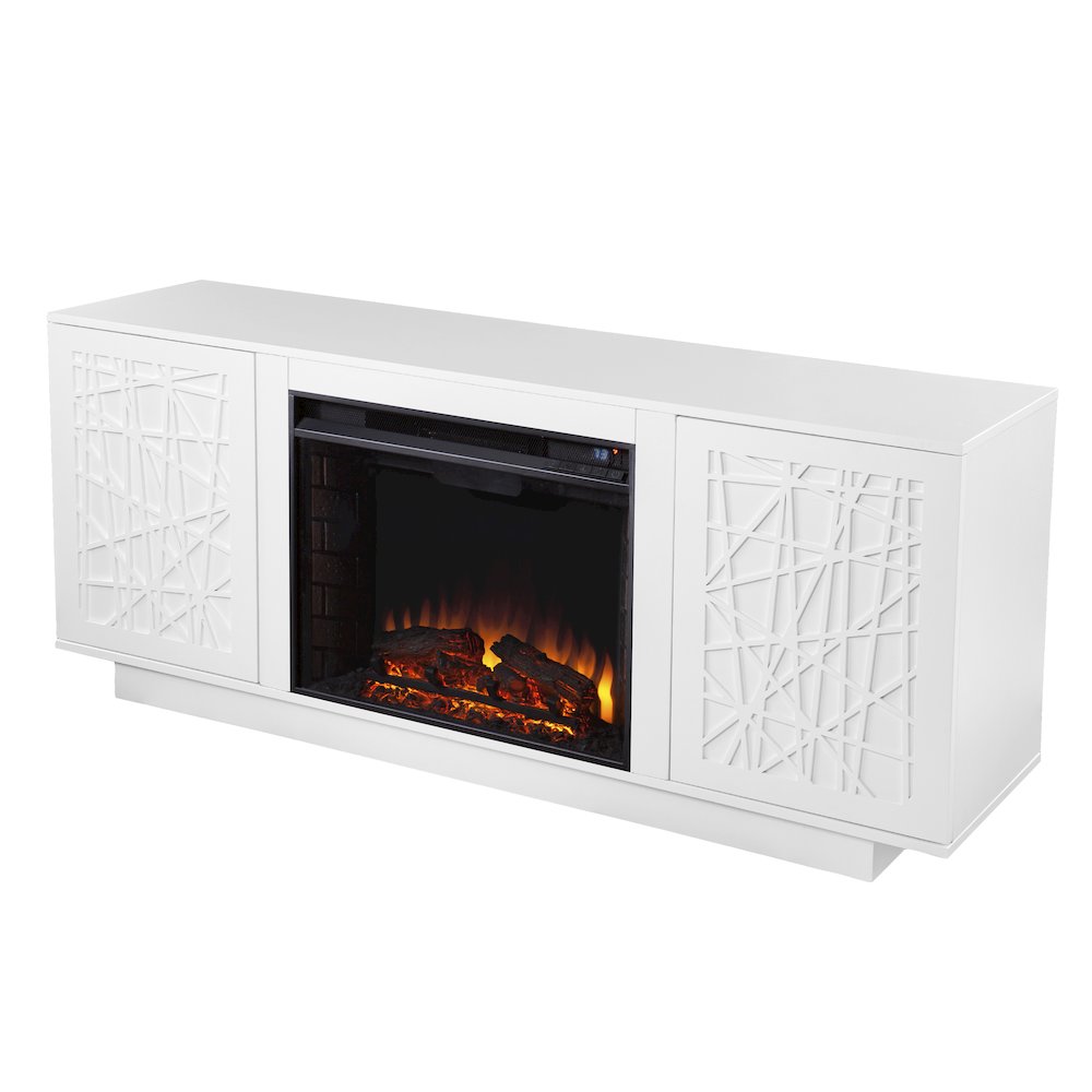 Delgrave Electric Media Fireplace Storage in White Color. Picture 1