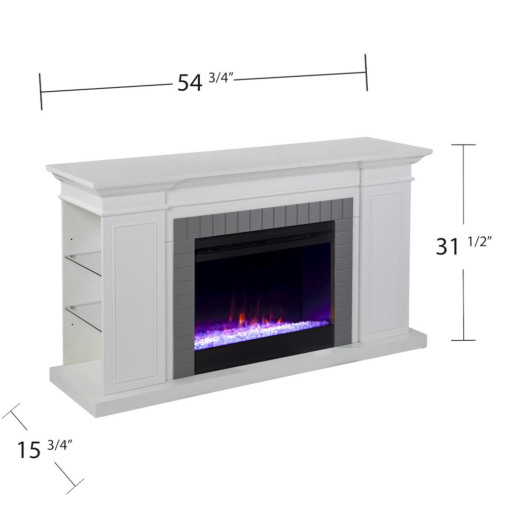 Rylana Bookcase Color Changing Fireplace in White Color. Picture 5