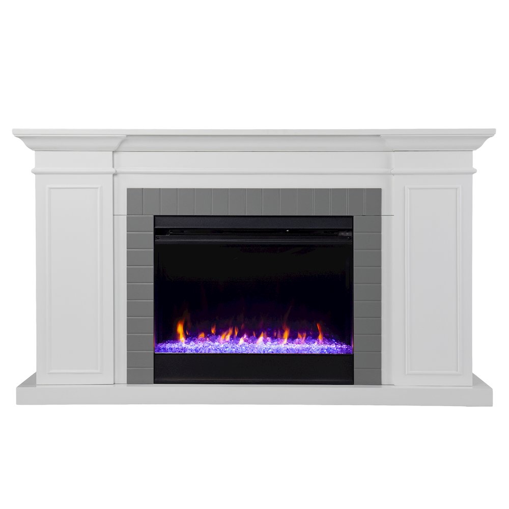 Rylana Bookcase Color Changing Fireplace in White Color. Picture 2