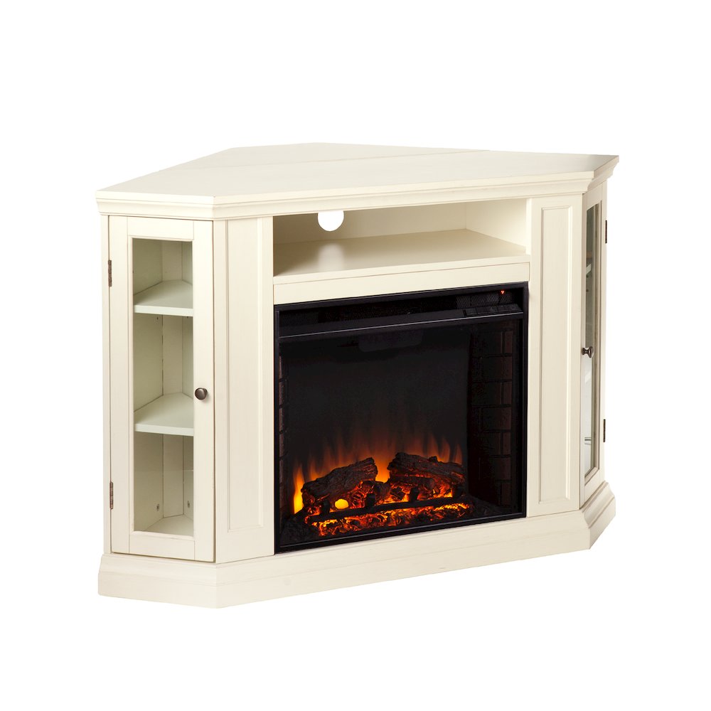 Claremont Convertible Media Electric Fireplace in White Color. Picture 1