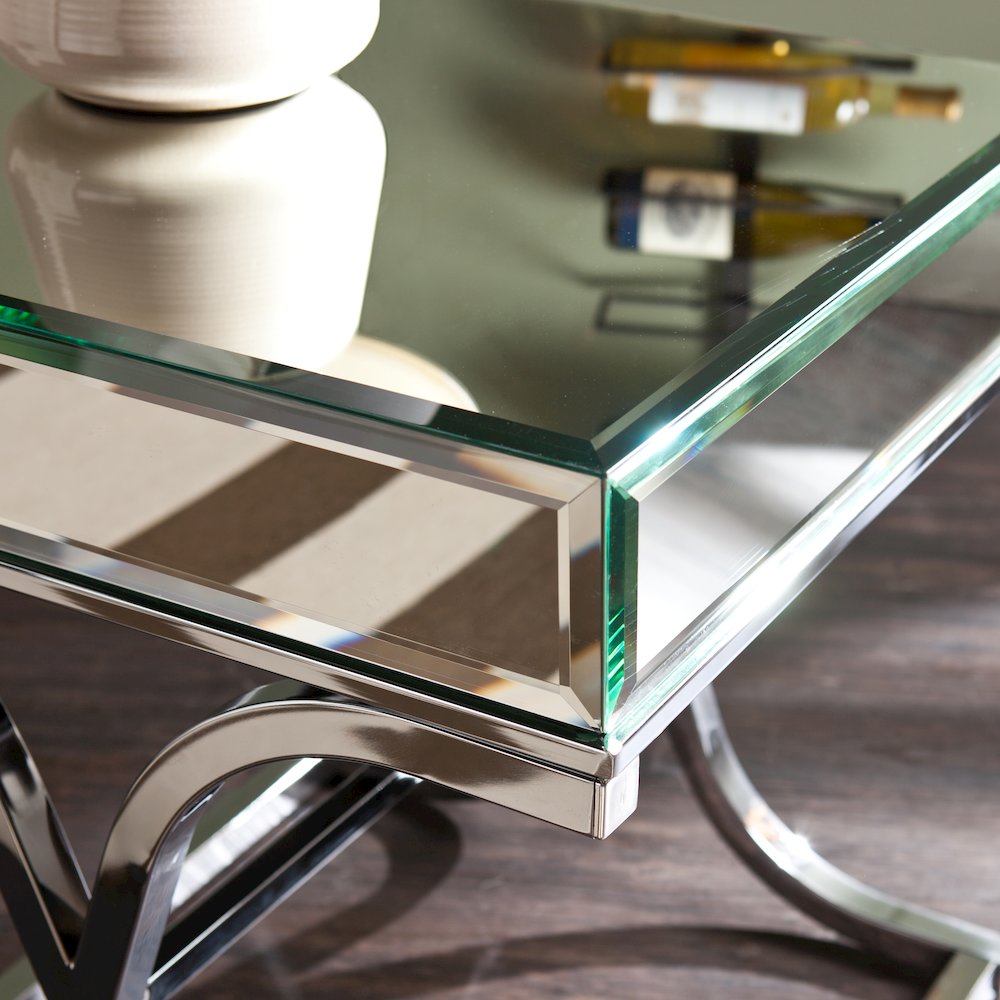 Ava Mirrored End Table - Chrome in Silver Color. Picture 3
