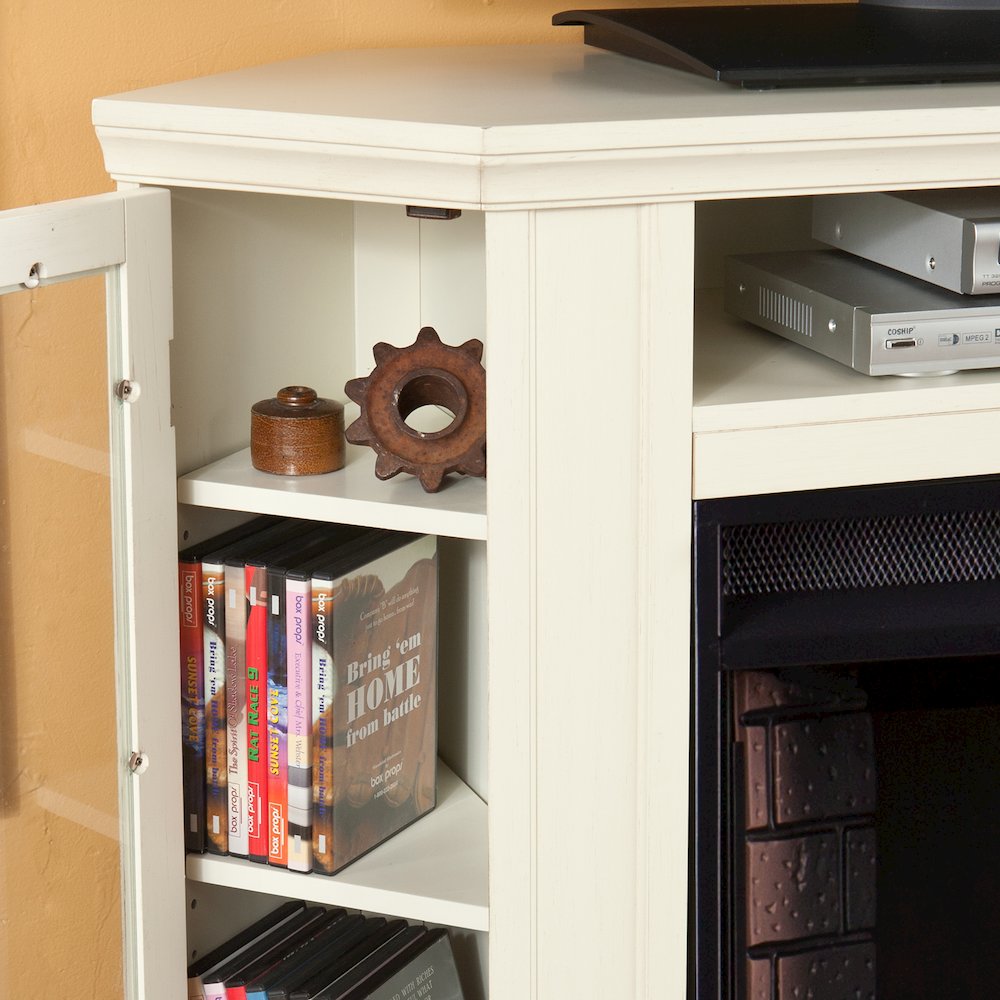 Claremont Convertible Media Electric Fireplace in White Color. Picture 4