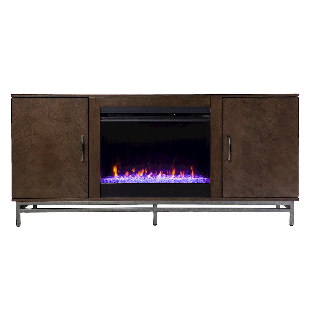 Dibbonly Color Changing Fireplace Media Storage in Brown Color. Picture 2