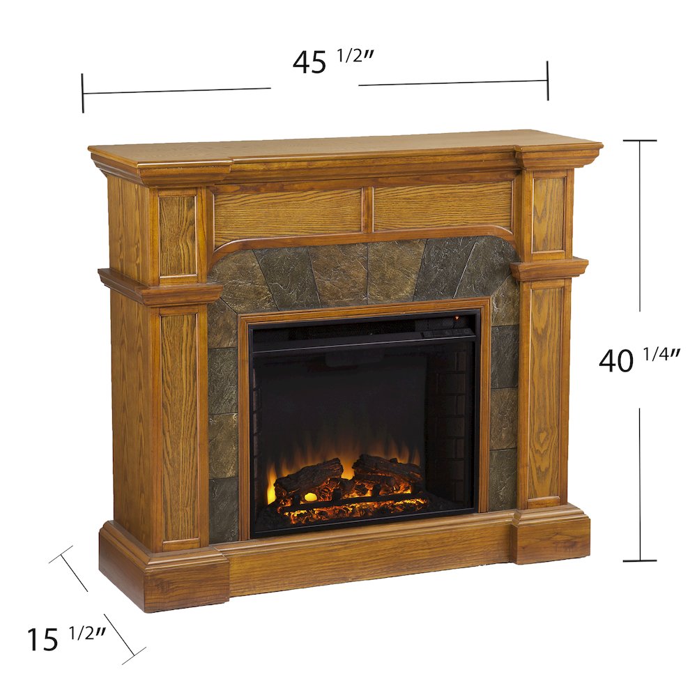 Cartwright Corner Convertible Electric Fireplace in Brown Color. Picture 5