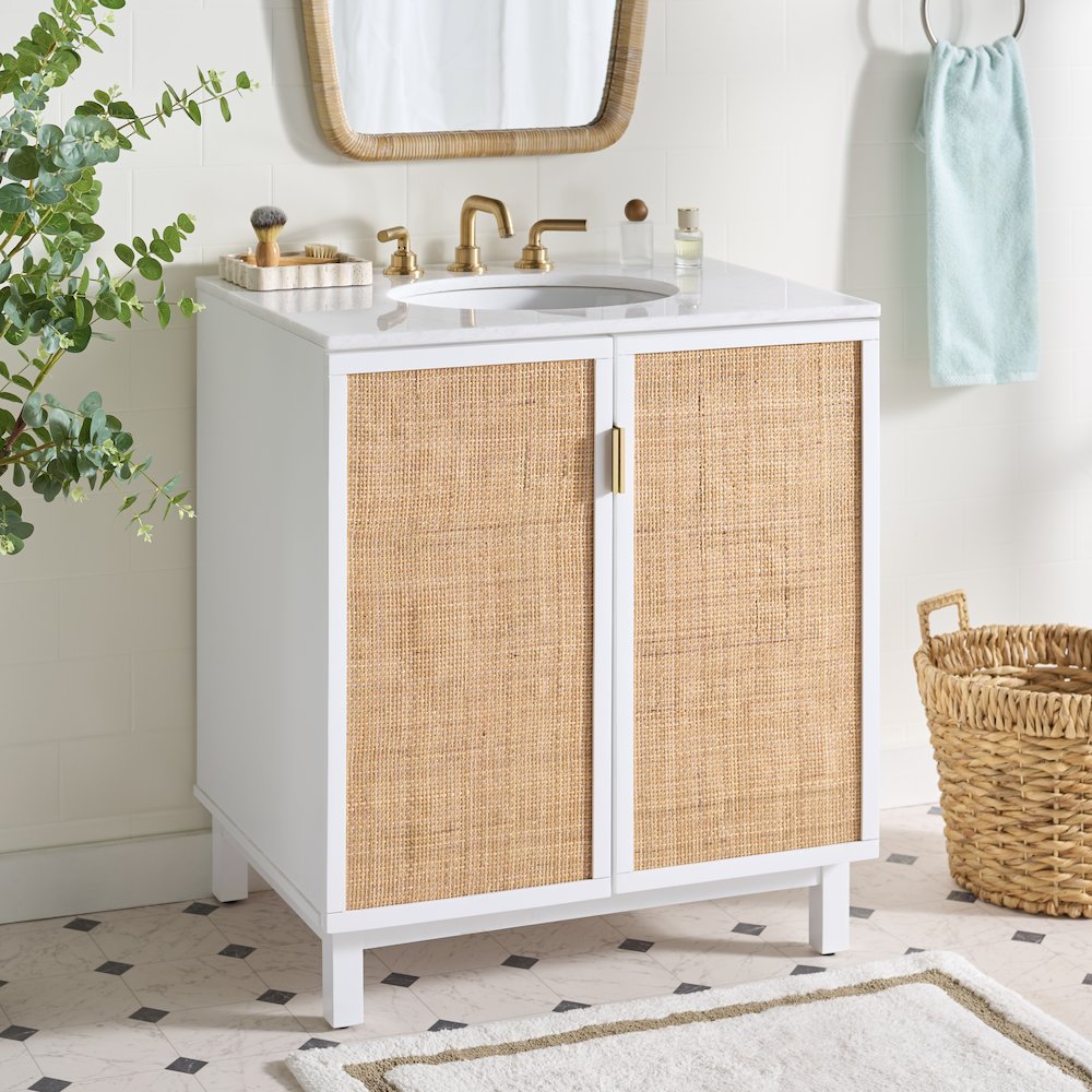 Bobby Rattan Doors 30" Vanity With Marble Top. Picture 1