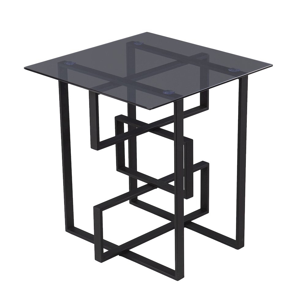 Clanlin Glass-Top Accent Table in Black Color. Picture 1