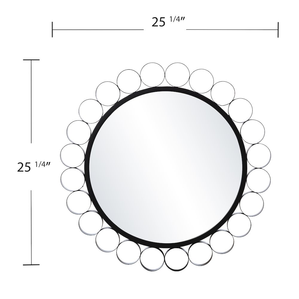Abdella Round Decorative Mirror in Black Color. Picture 5