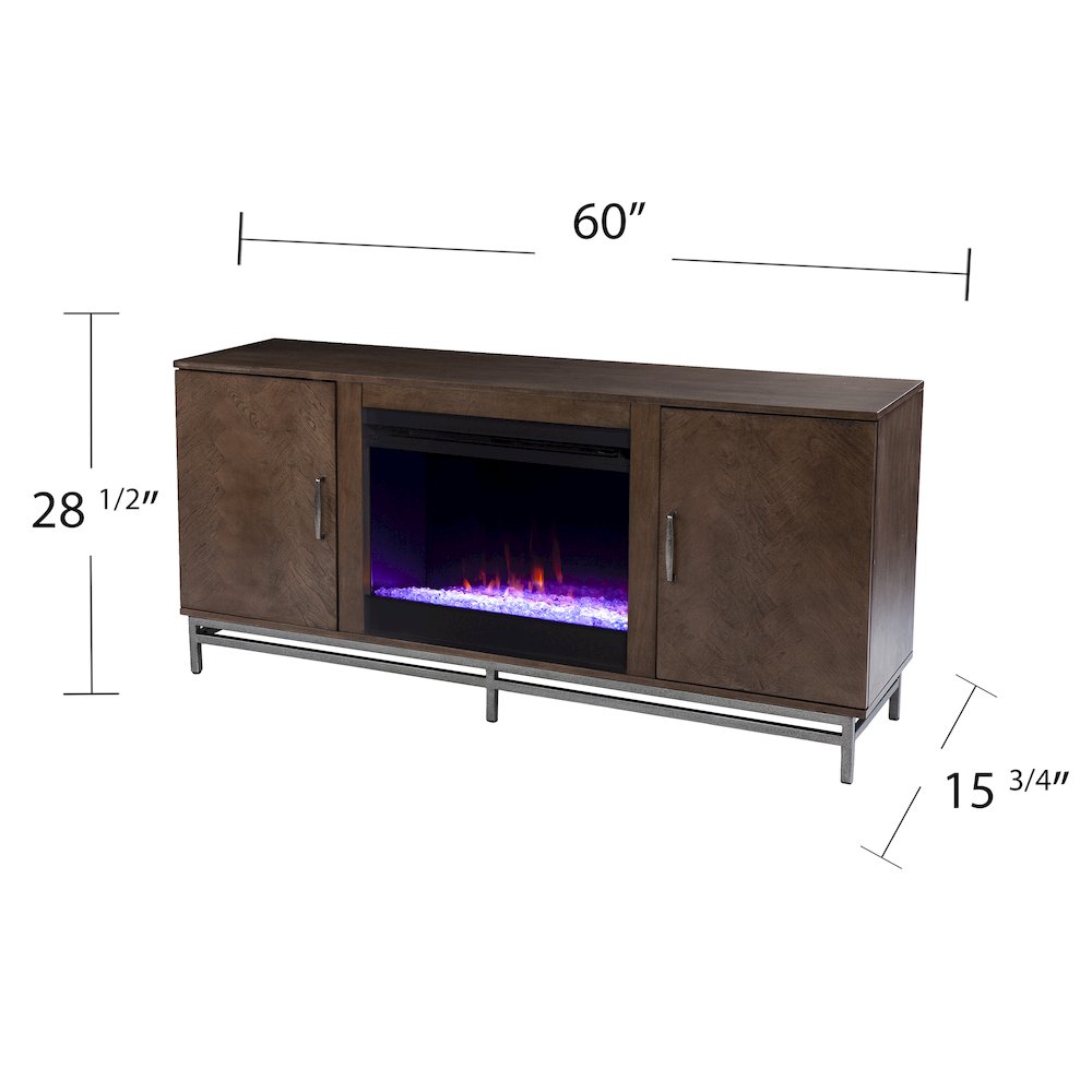 Dibbonly Color Changing Fireplace Media Storage in Brown Color. Picture 5