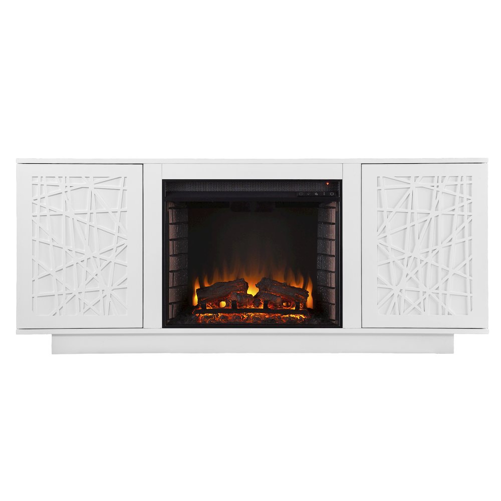 Delgrave Electric Media Fireplace Storage in White Color. Picture 2