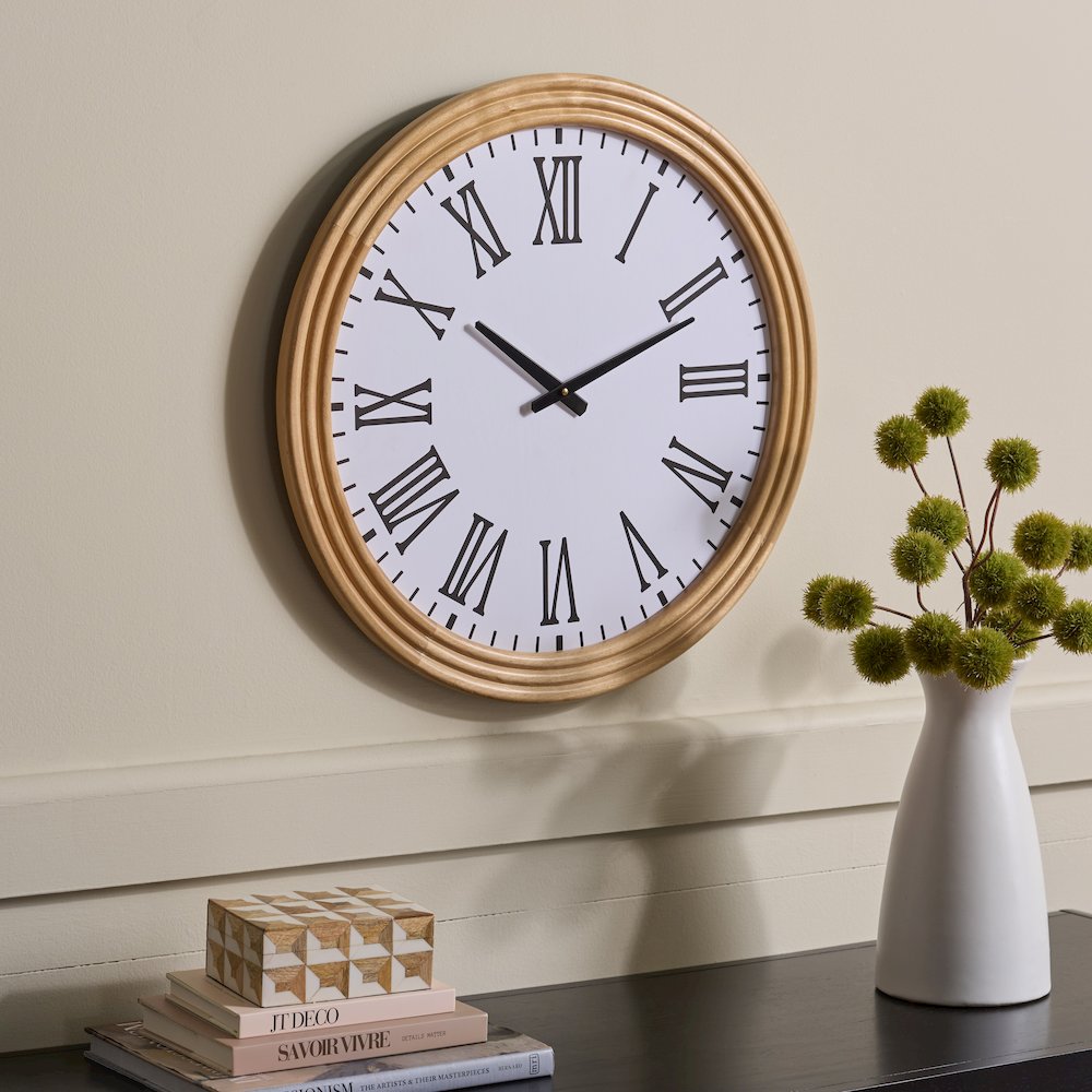 Parvin Wood Clock/White. Picture 1
