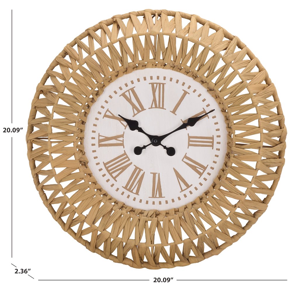 Dagan Iron & Water Hyacinth Clock. Picture 3