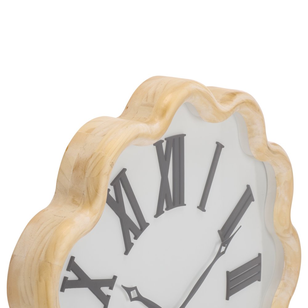 Madesh Wood & Glass Clock/White. Picture 1