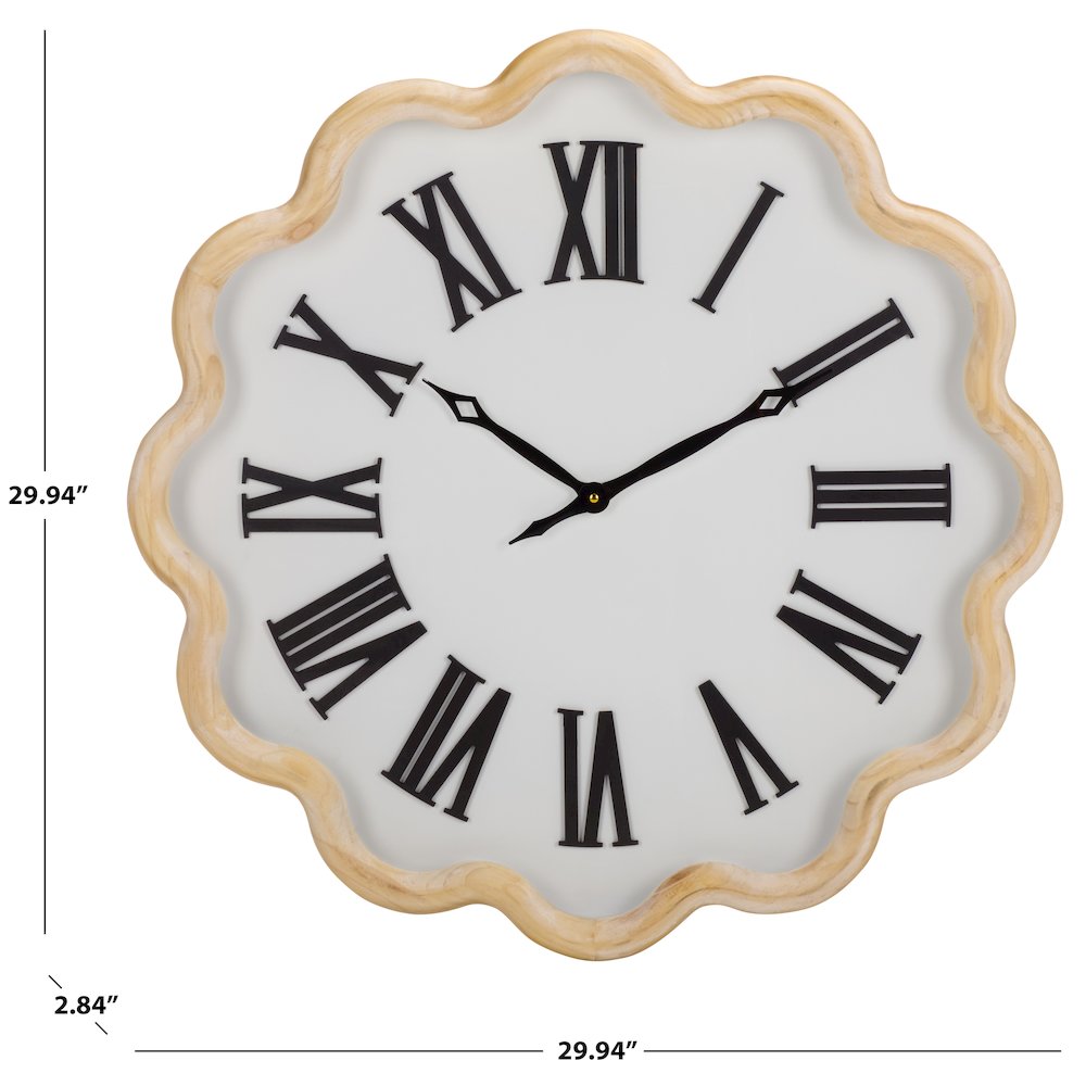 Madesh Wood & Glass Clock/White. Picture 2