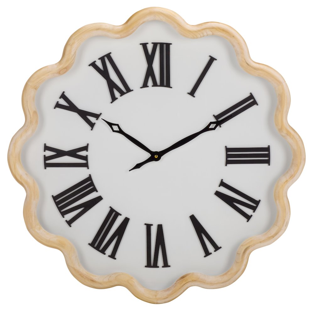 Madesh Wood & Glass Clock/White. Picture 3