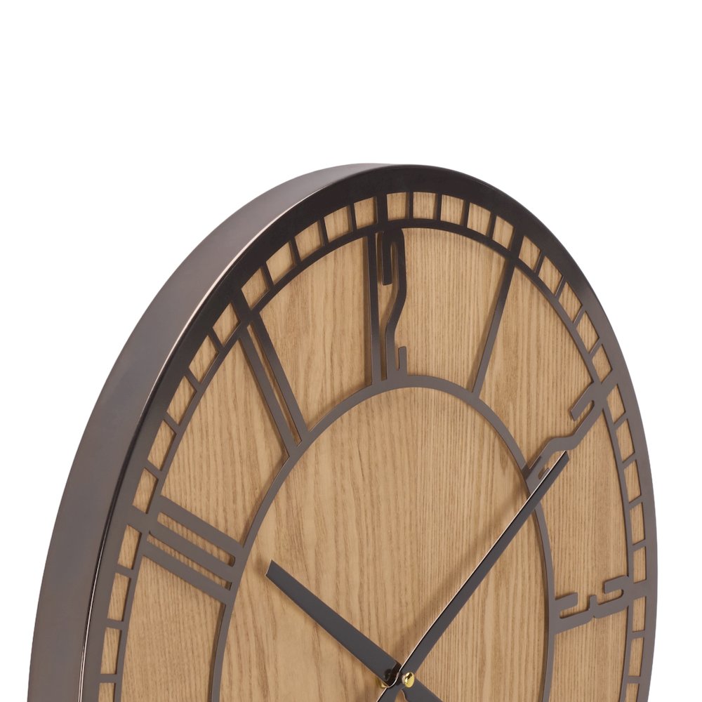 Palesa Wood & Iron Clock/Brown. Picture 2