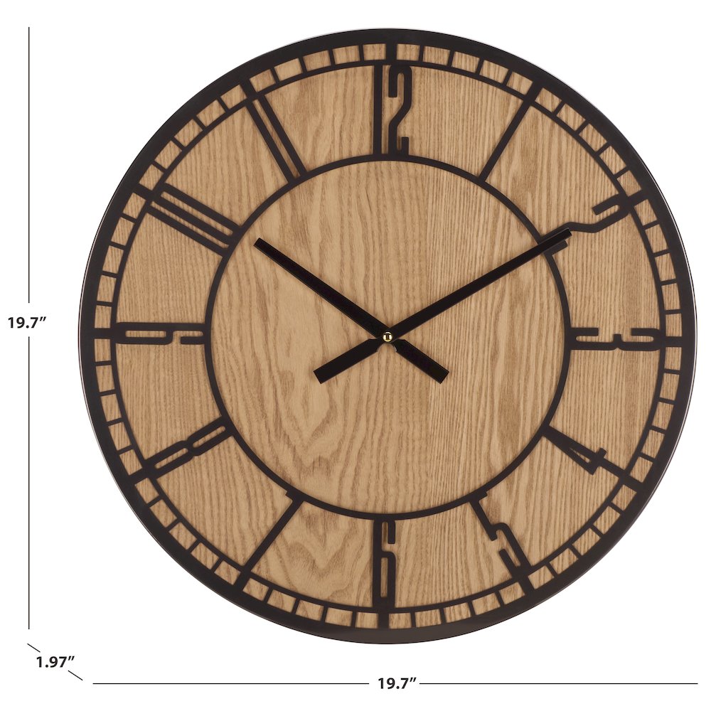 Palesa Wood & Iron Clock/Brown. Picture 3
