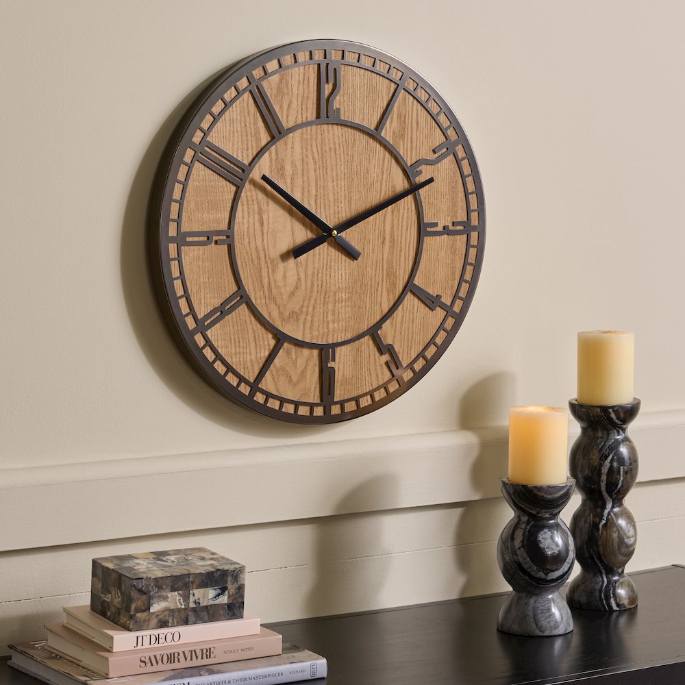 Palesa Wood & Iron Clock/Brown. Picture 1