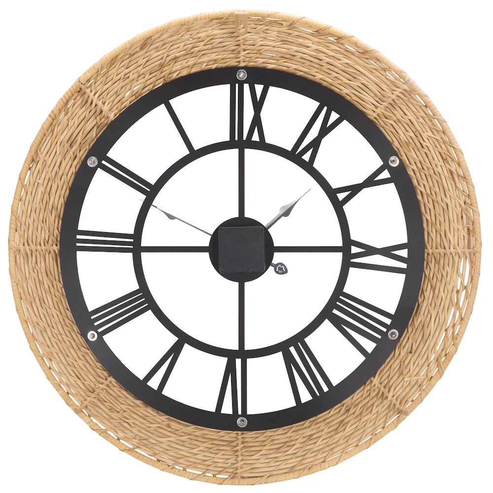 Mahdis Iron & Rattan Clock/Natural. Picture 5