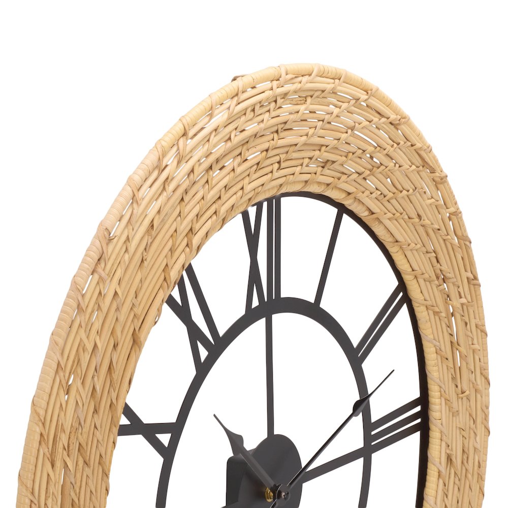 Mahdis Iron & Rattan Clock/Natural. Picture 2
