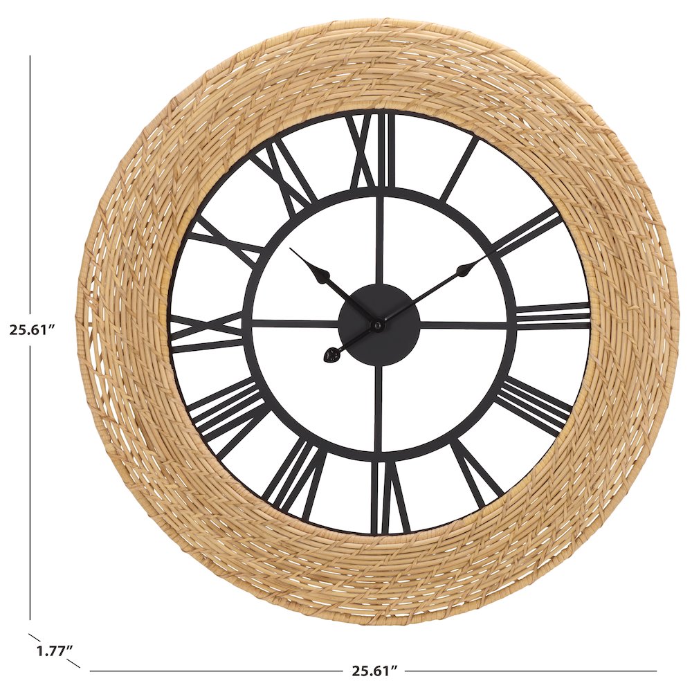 Mahdis Iron & Rattan Clock/Natural. Picture 3