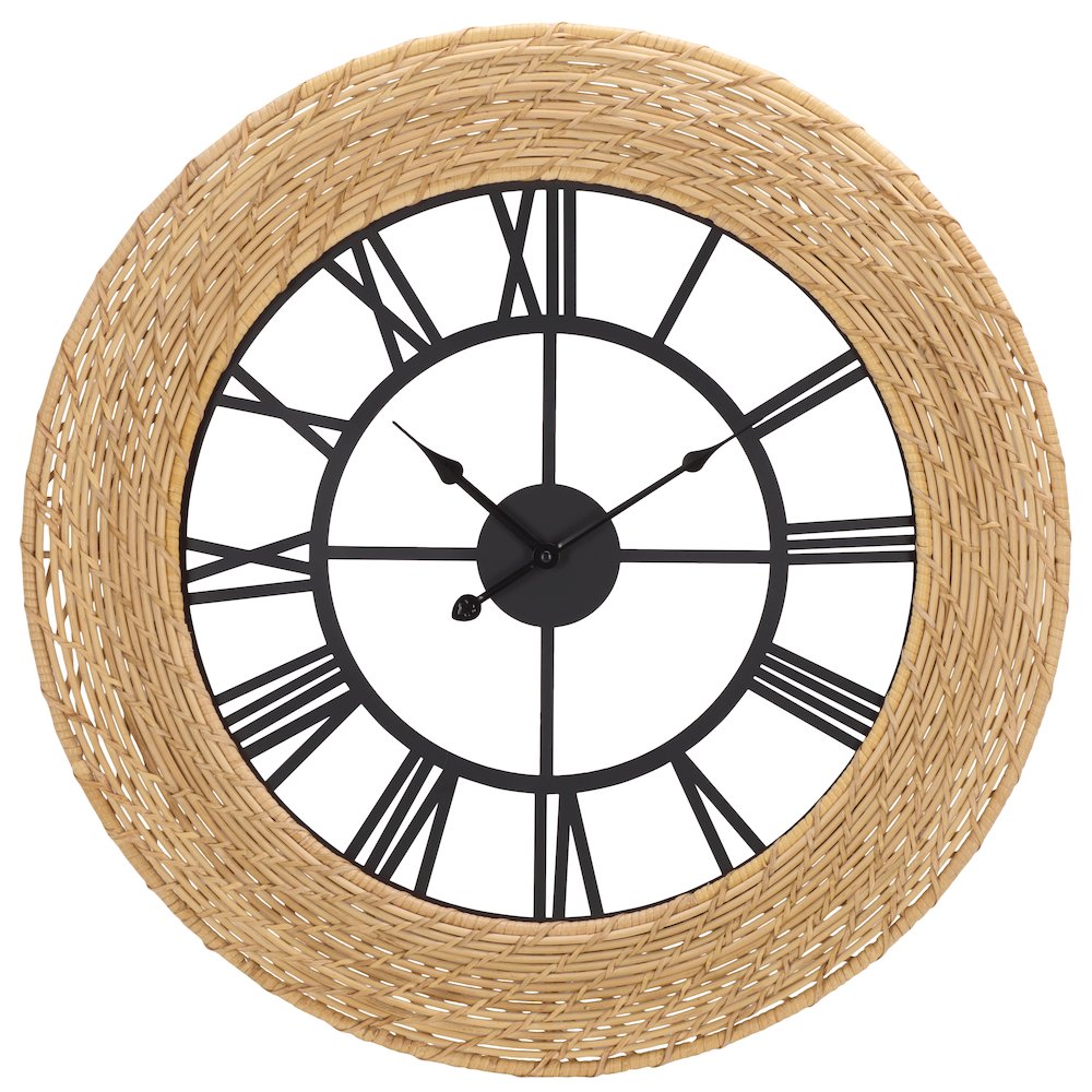 Mahdis Iron & Rattan Clock/Natural. Picture 4