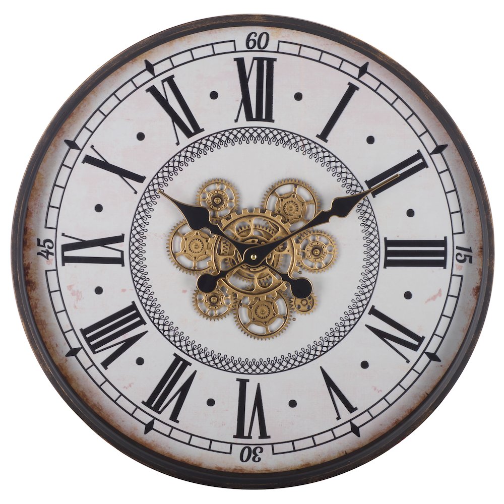 Worthington Roman Gear Wall Clock/White. Picture 4