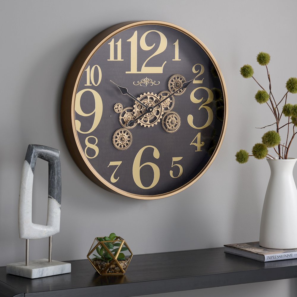 Harrietta Large Numbered Gear Clock/Black. Picture 1