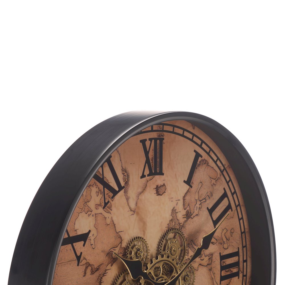 Edson World Map Gear Clock/Beige. Picture 2