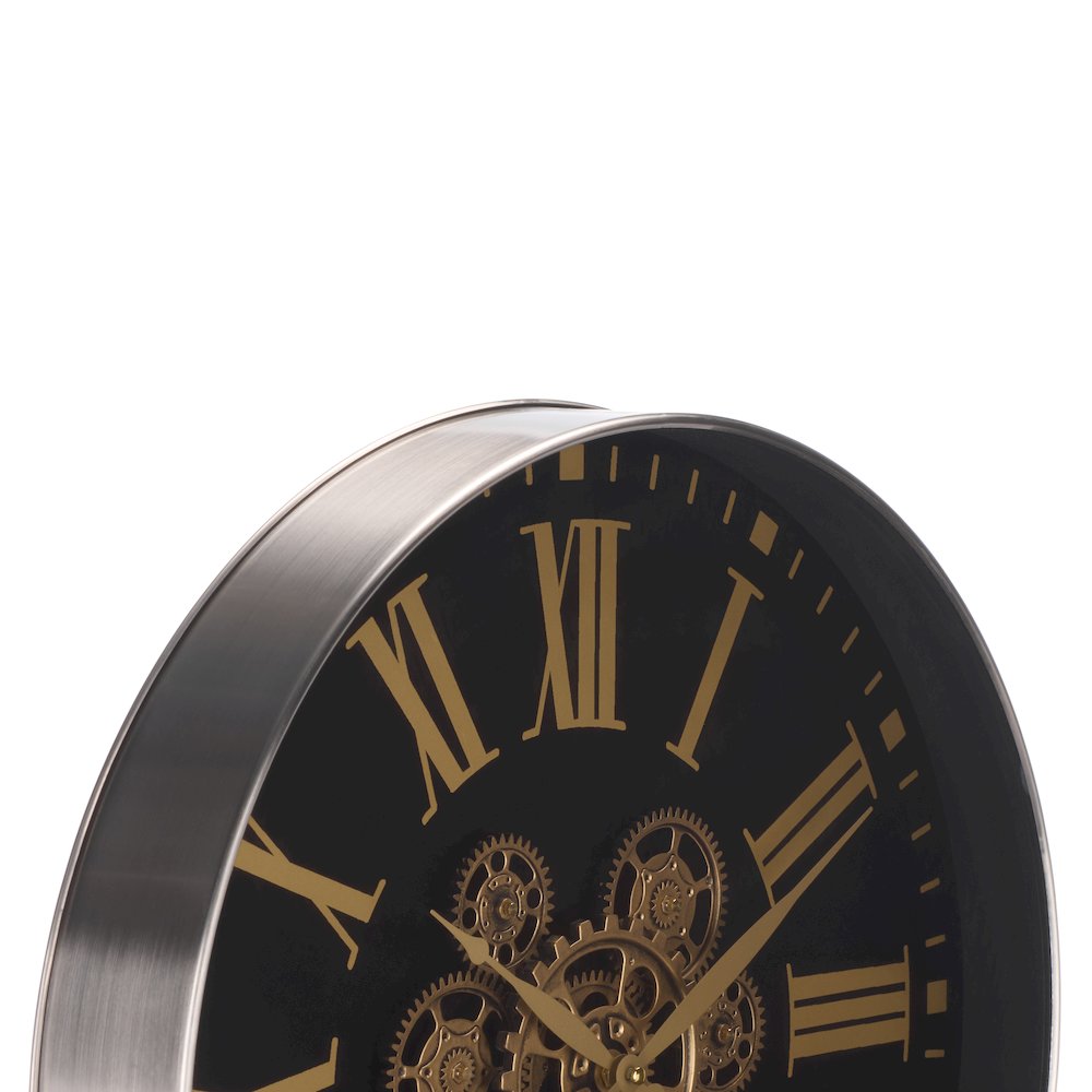 Thatcher Roman Gear Clock/Black/Gold. Picture 2