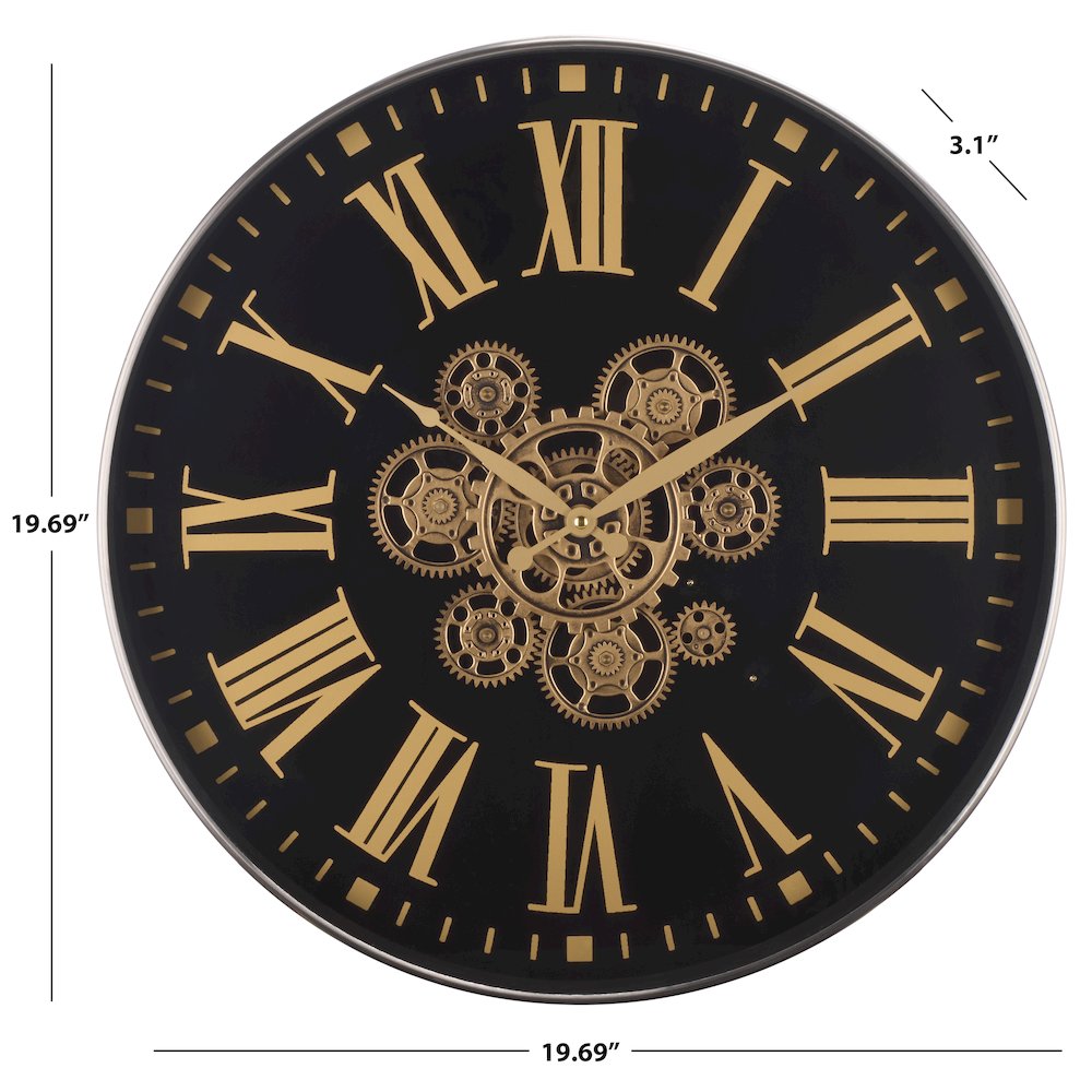 Thatcher Roman Gear Clock/Black/Gold. Picture 3
