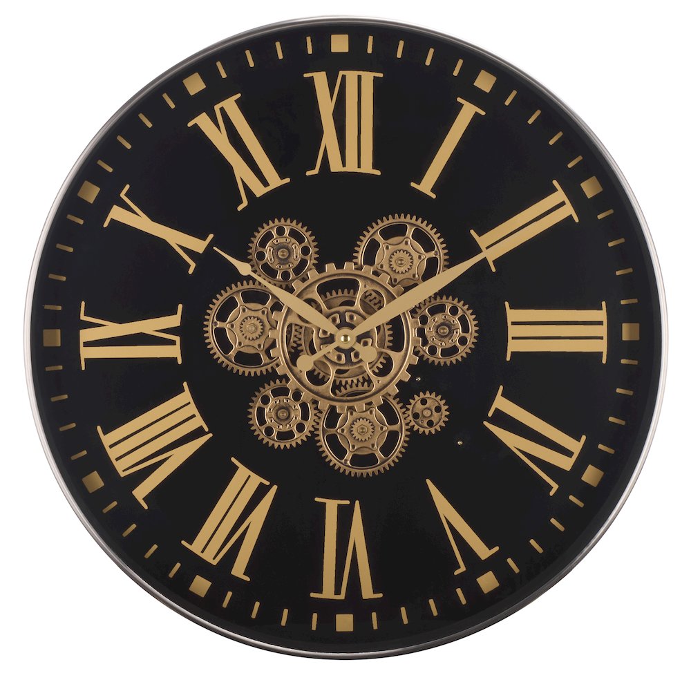 Thatcher Roman Gear Clock/Black/Gold. Picture 4