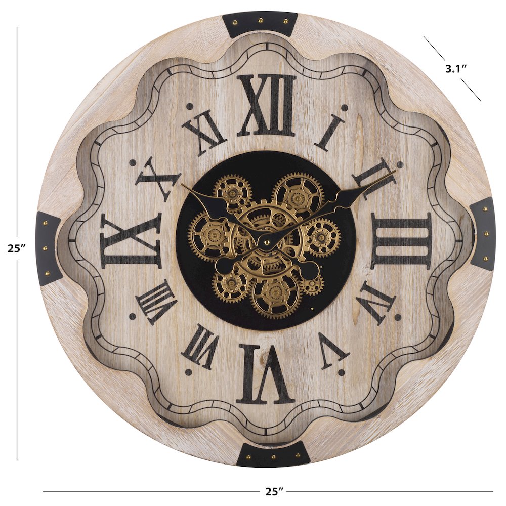 Winifred Roman Gear Wall Clock/Cream. Picture 3