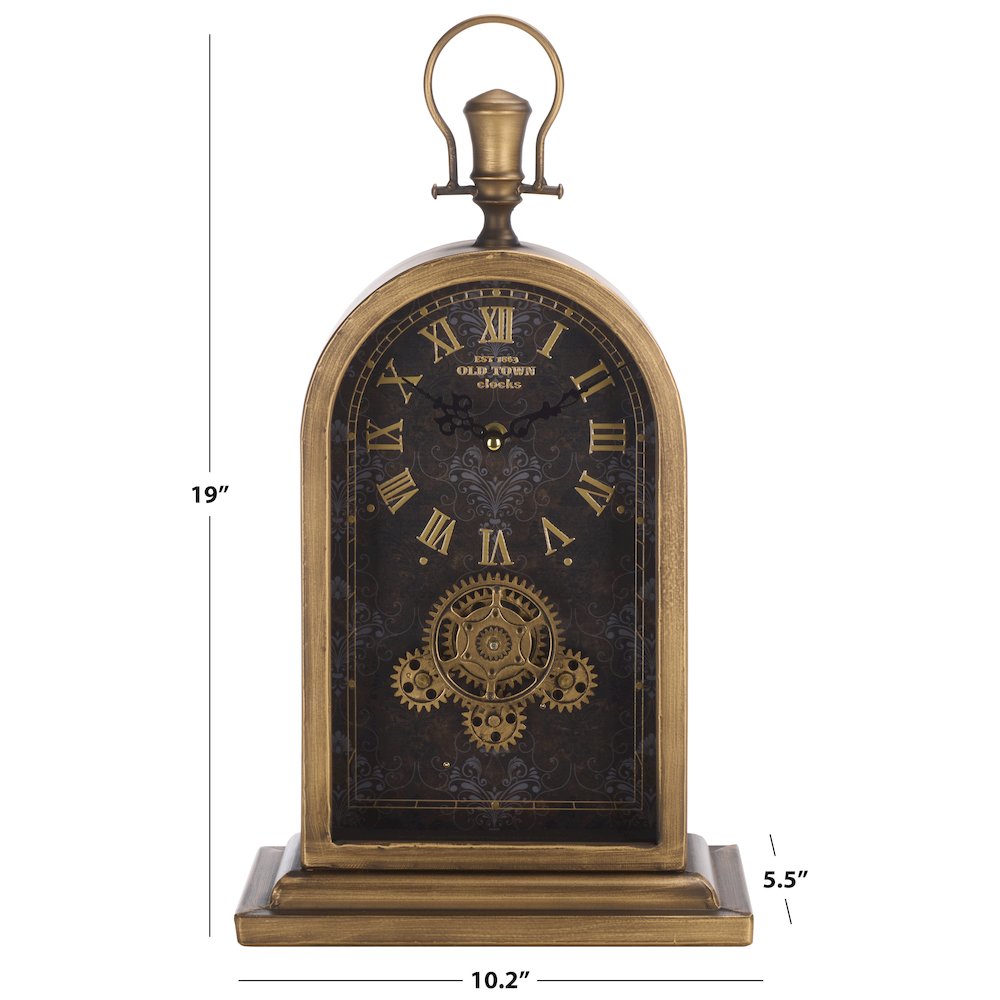 Maximilian Bell Like Gear Table Clock/Black/Gold. Picture 3