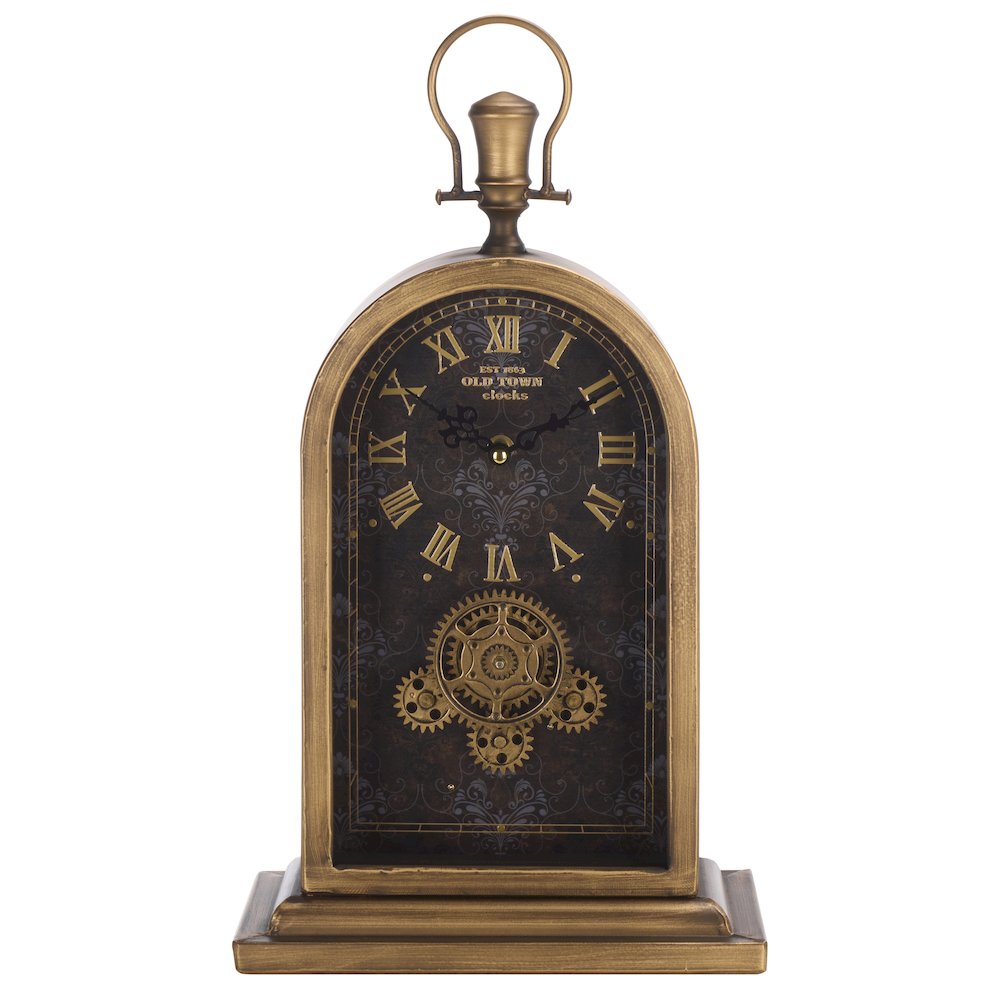Maximilian Bell Like Gear Table Clock/Black/Gold. Picture 4